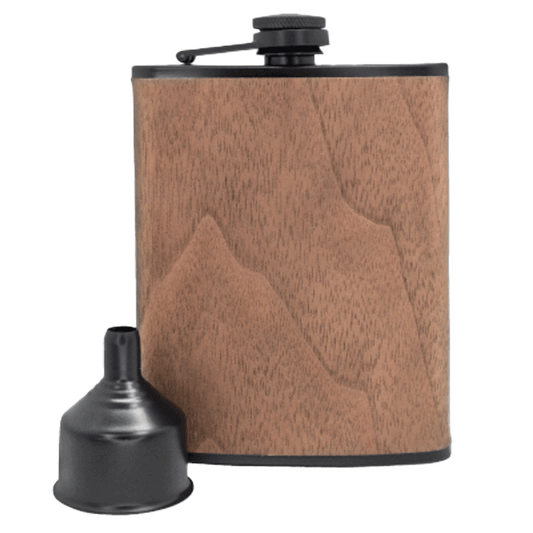 Flask De 8 Oz Preto Mate + Madeira